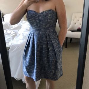 CLEARANCE Shoshanna Raw Blue Strapless Dress 6